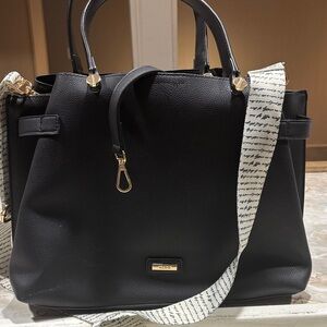 Aldo Black Satchel with Gold Details